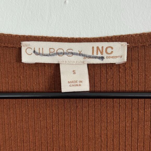 CULPOS X INC Ribbed Button-Front Cardigan Dress Brown Size Small - Picture 3 of 12